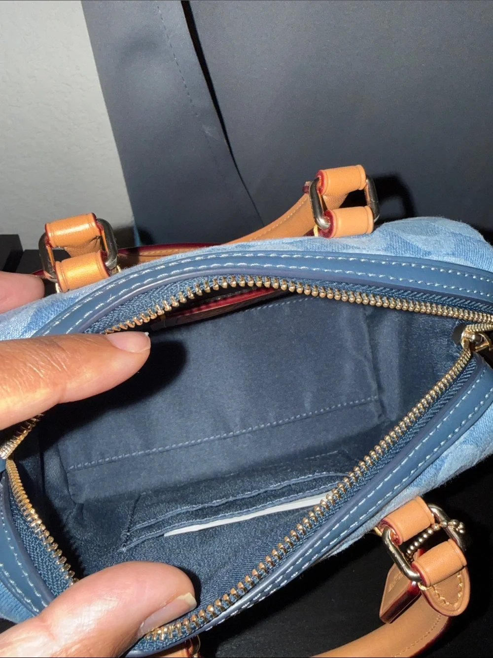 Coach Outlet Mini Rowan Crossbody Bag In Signature Denim & Coach Slim Card Case